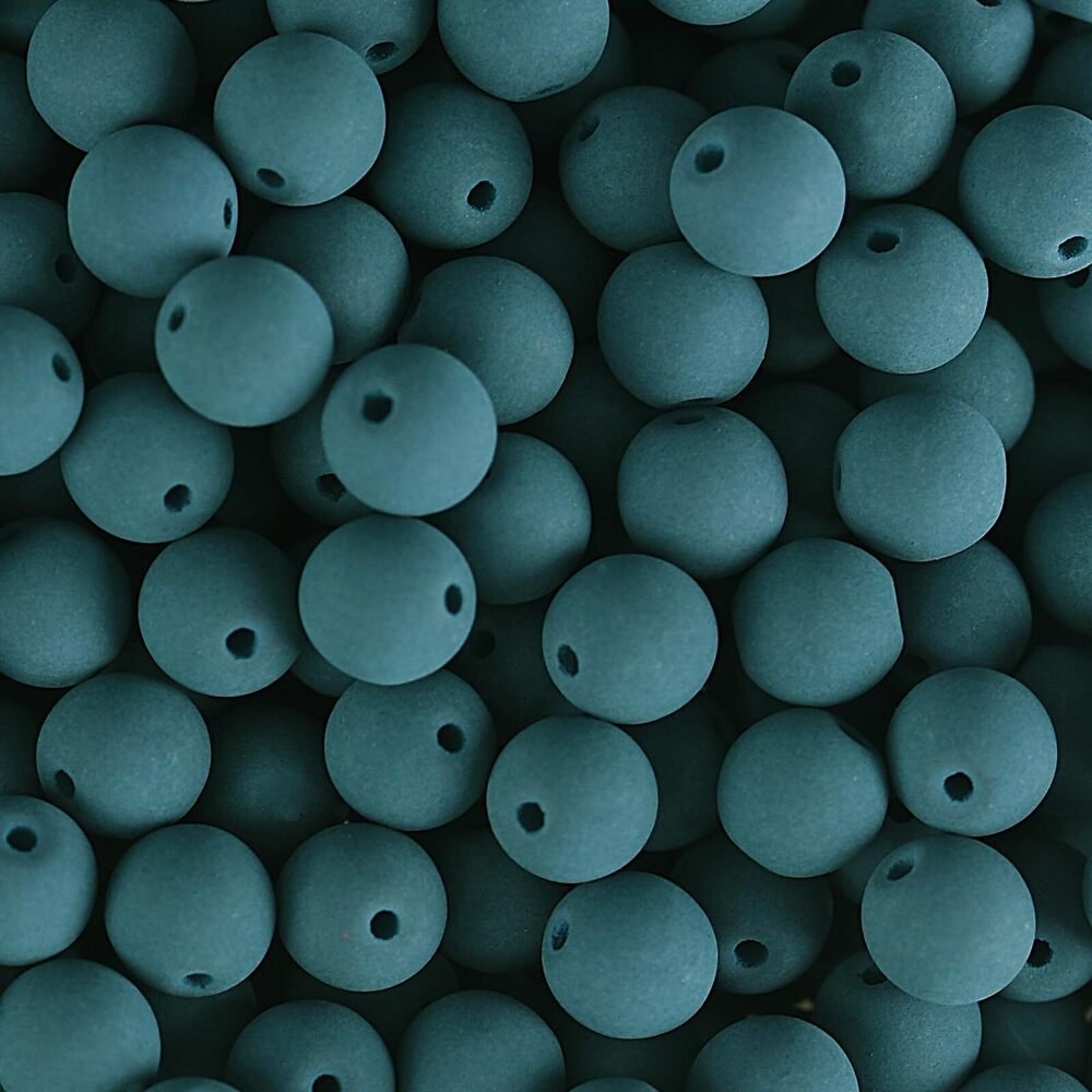 7901 Czech Glass Beads Strand 8mm White Alabaster Velvet Dark Teal Blue